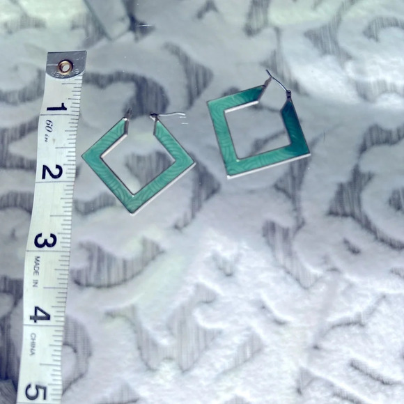 Jewelry - Square turquoise blue earrings